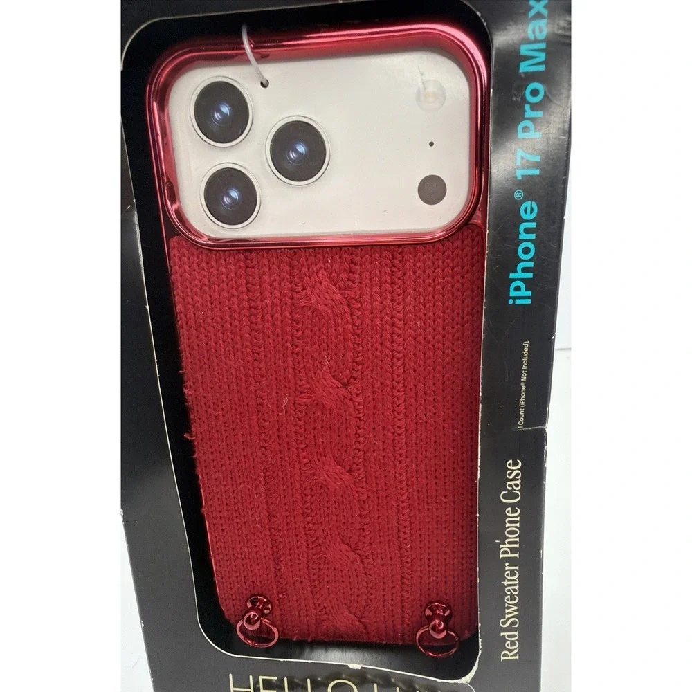 iPhone 17 Pro Max Red Sweater Phone Case Hello Lux NEW